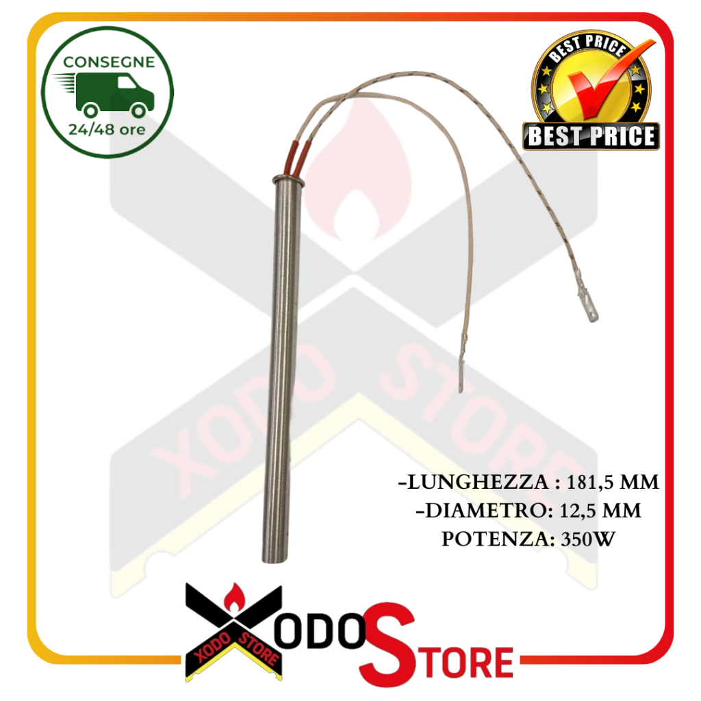 Ignition resistor glow plug with faston for UTX pellet stove compatible with Thermorossi code 60011795
