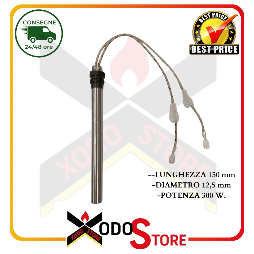 Ignition resistor glow plug with faston for UTX pellet stove compatible with Thermorossi code 60013984