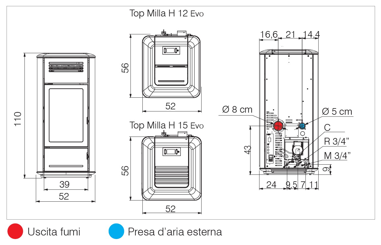 Termostufa a pellet EDILKAMIN modello MILLA H 12 - 15 EVO - immagine 5