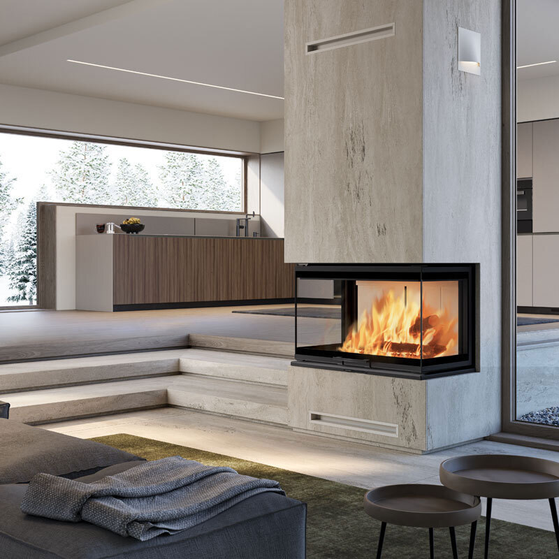 EDILKAMIN wood-burning fireplace model WINDO3 85 EVO 13.2 kW GLASS on 3 SIDES - Image 2