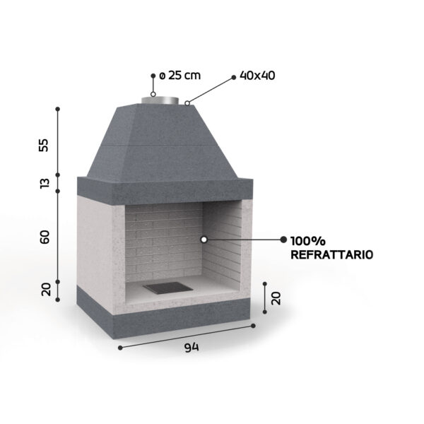 Caminetto a legna in refrattario EDILMARK modello KR 790