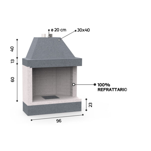 Caminetto aperto a legna refrattario EDILMARK modello KR 1080