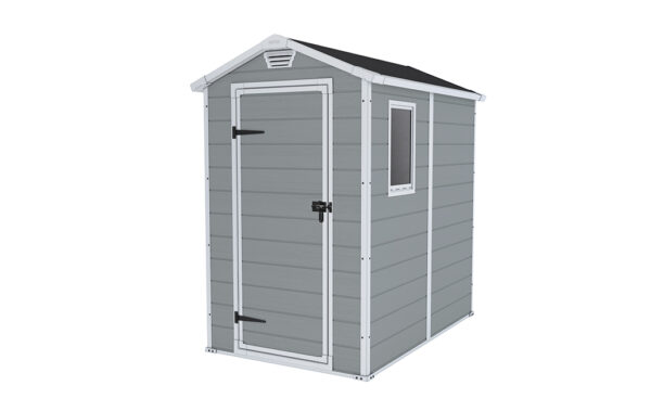 Casetta in resina, KETER mod. MANOR 4x6, 1 porta, pavimento incluso, 1 finestra laterale, grigio o beige