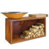 Barbecue a legna OFYR ISLAND CORTEN 85 e 100 TEAK WOOD