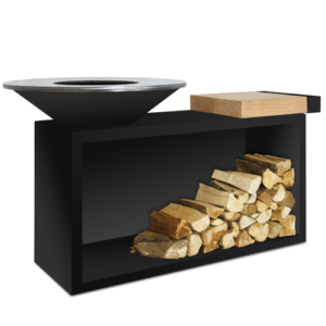 Barbecue a legna OFYR ISLAND BLACK 85 e 100 TEAK WOOD