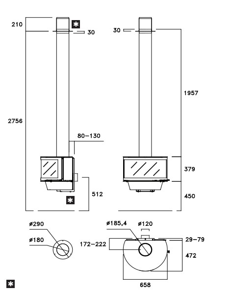 ROCAL front wood-burning fireplace model RONDE FRONTAL 9.7 kW - Image 3