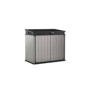 Portattrezzi in duotech verniciabile, KETER mod. ELITE-STORE, lucchettabile, cerniere in nichel apertura 110°, apertura coperchio con pistoni, grigio effetto legno naturale K237830