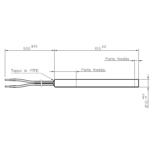 Candeletta resistenza accensione per stufa a pellet HT62687, 300 W, Ø 10 mm, lunghezza totale 155 mm, (RIF. INT. 1016)