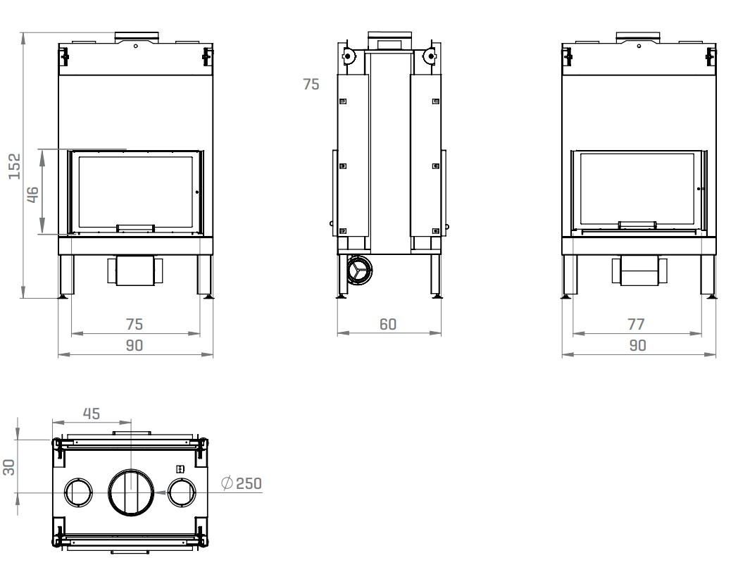 Double-sided wood-burning monobloc fireplace 17.6 kW GIROLAMI ALFA DOUBLE - Image 3