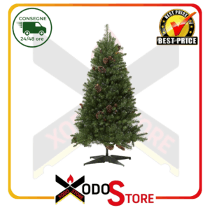 Albero di Natale - Abete Cervinia Verde con pigne Altezza 120 cm, 420 Punte, con piedistallo BFTR030