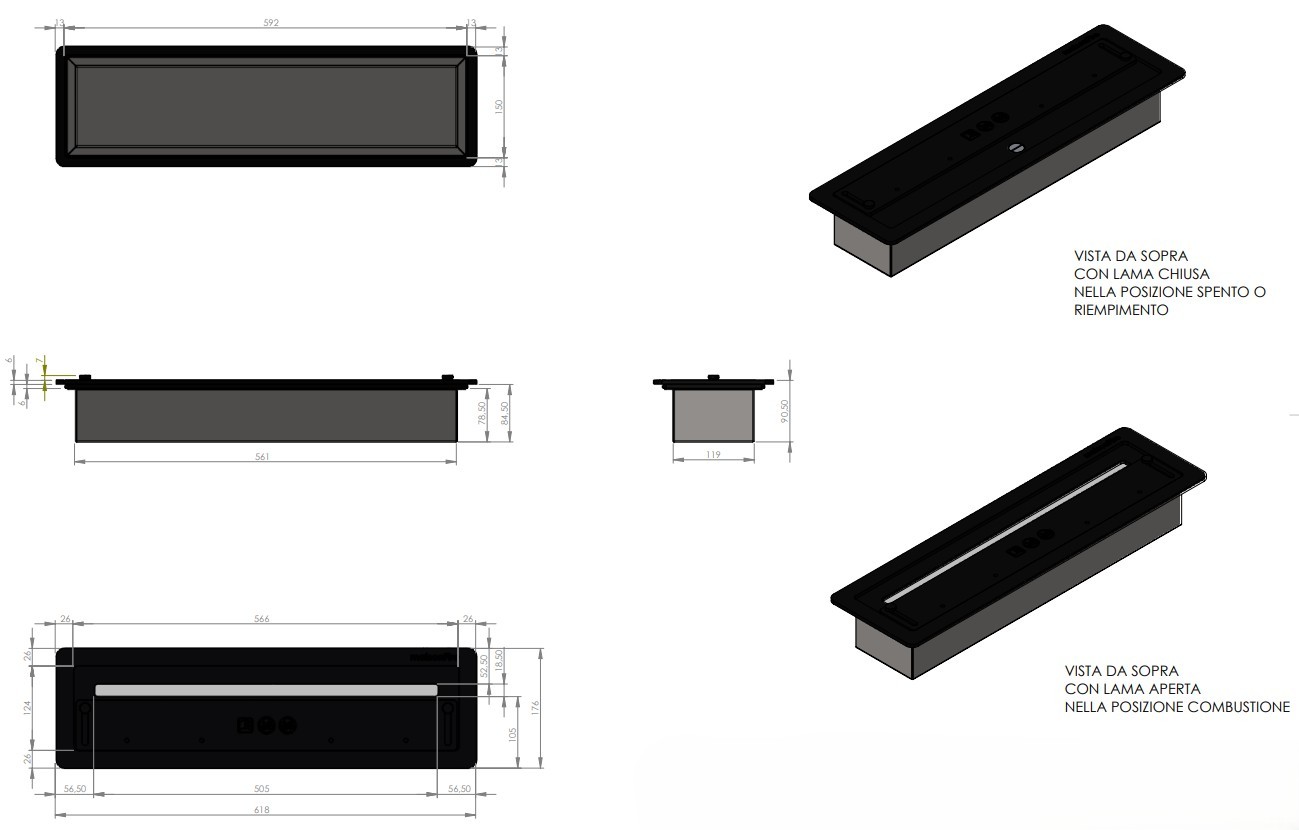 Bioethanol fireplace MAISON FIRE model BURNER 60 BLACK - Image 4