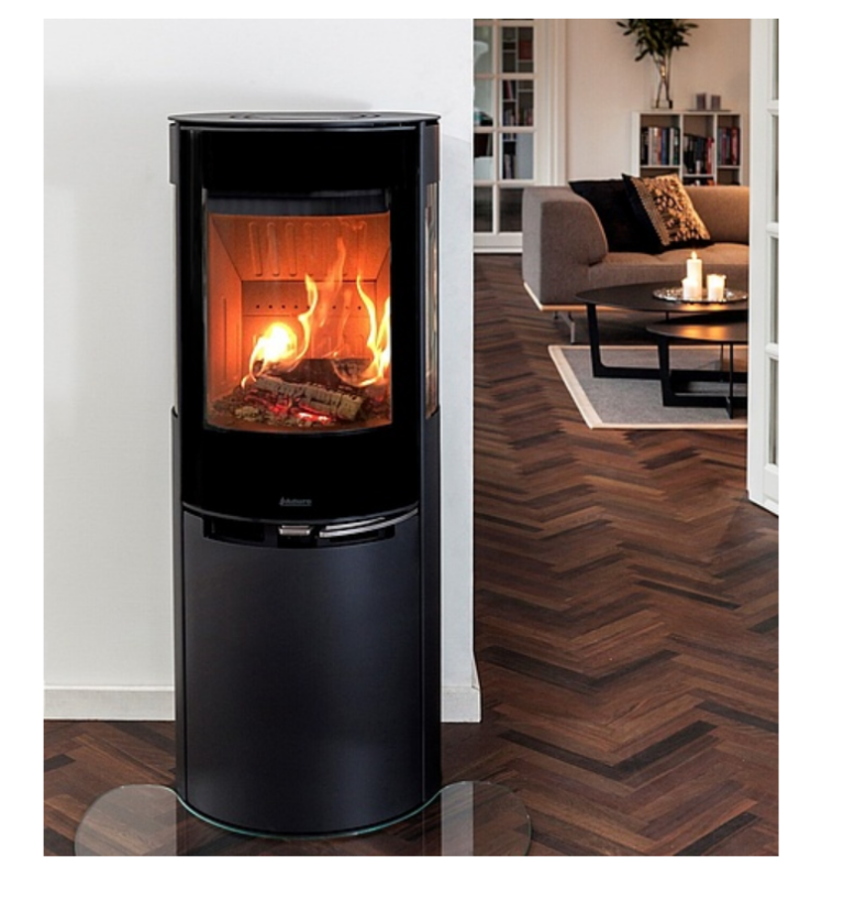 Round wood-burning stove 3 glazed sides ADURO model 9.5 Lux