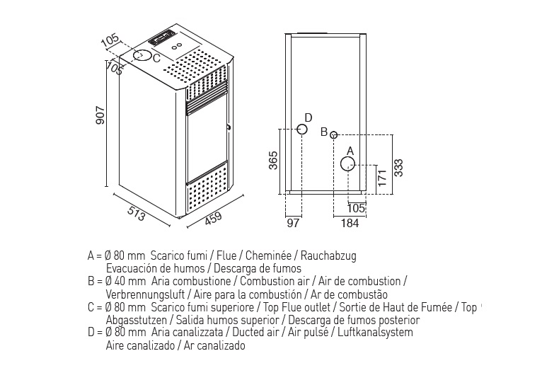 Stufa pellet ermetica EVA CALOR modello NORA 7,6 kW - immagine 7