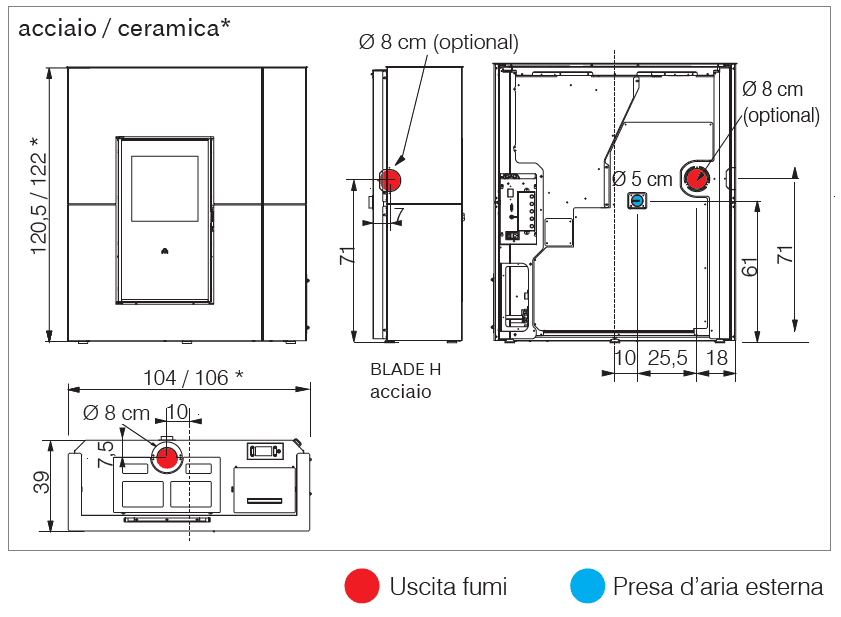 Termostufa a pellet 5 Stelle EDILKAMIN BLADE H 19 - 23 EVO CERAMICA - immagine 2
