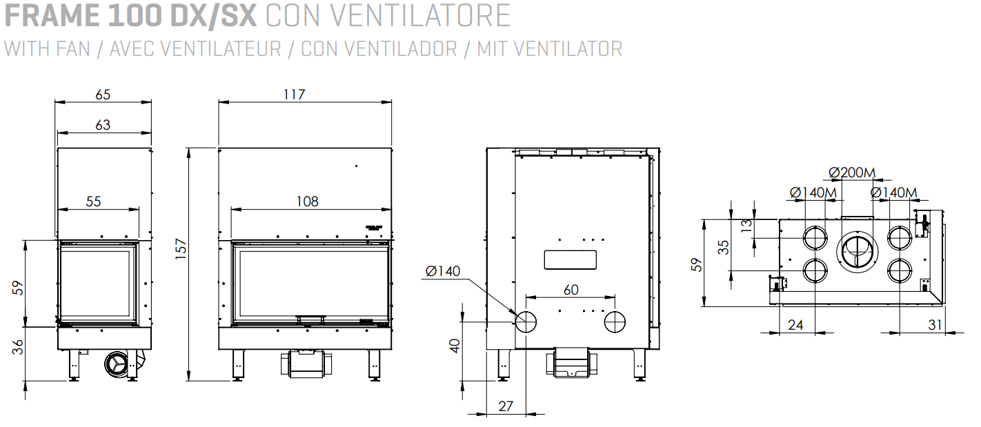 Caminetto monoblocco 5 Stelle a legna GIROLAMI FRAME 100 DX - SX - immagine 7