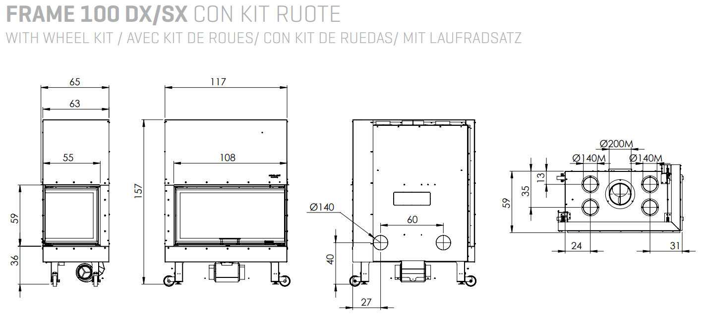 Caminetto monoblocco 5 Stelle a legna GIROLAMI FRAME 100 DX - SX - immagine 6