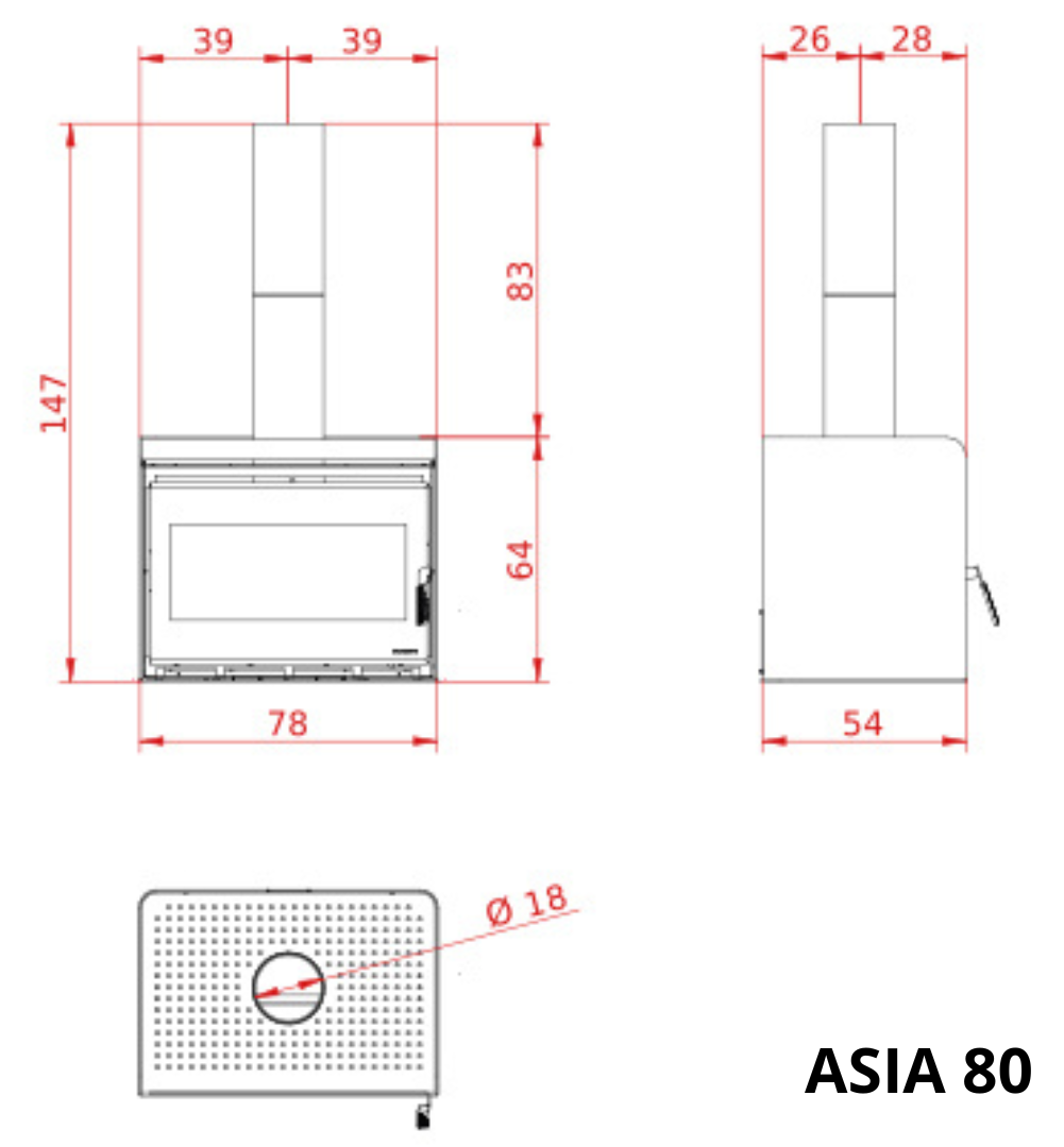 5 Star Wood Stove PALAZZETTI ASIA 70 - 80 - Image 4