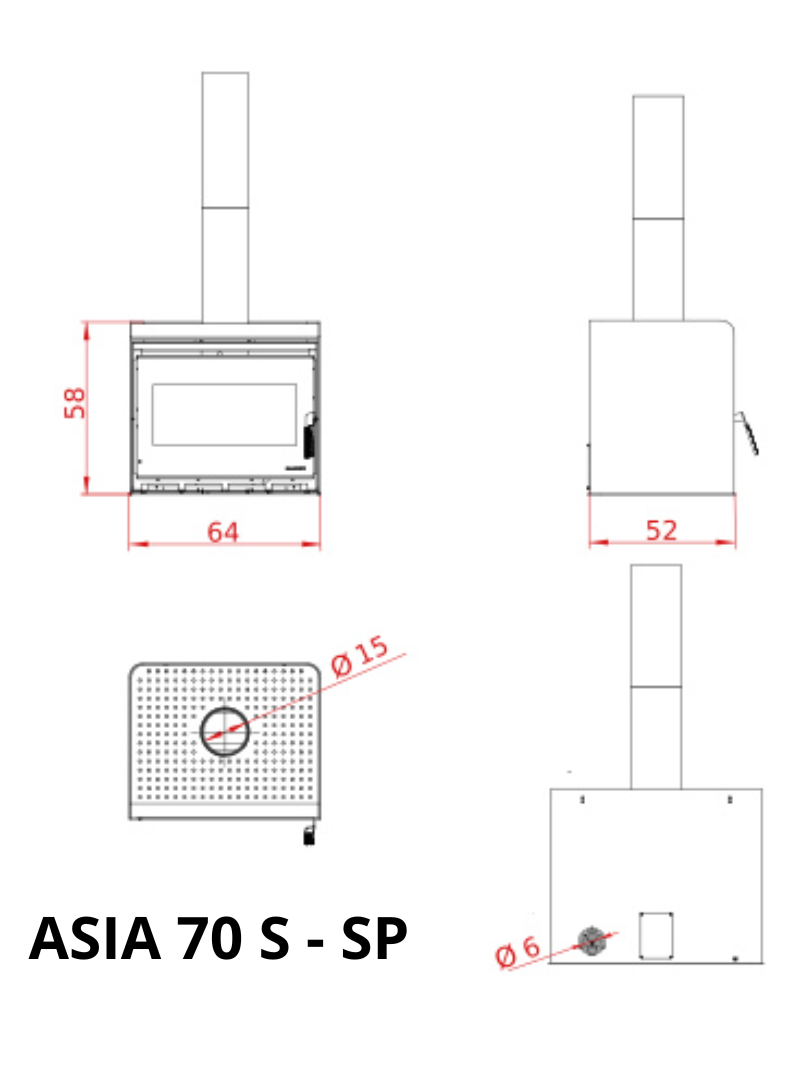 5 Star Wood Stove PALAZZETTI ASIA 70 - 80 - Image 3