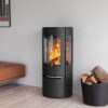 Round wood stove 3 sides glazed ADURO model 22