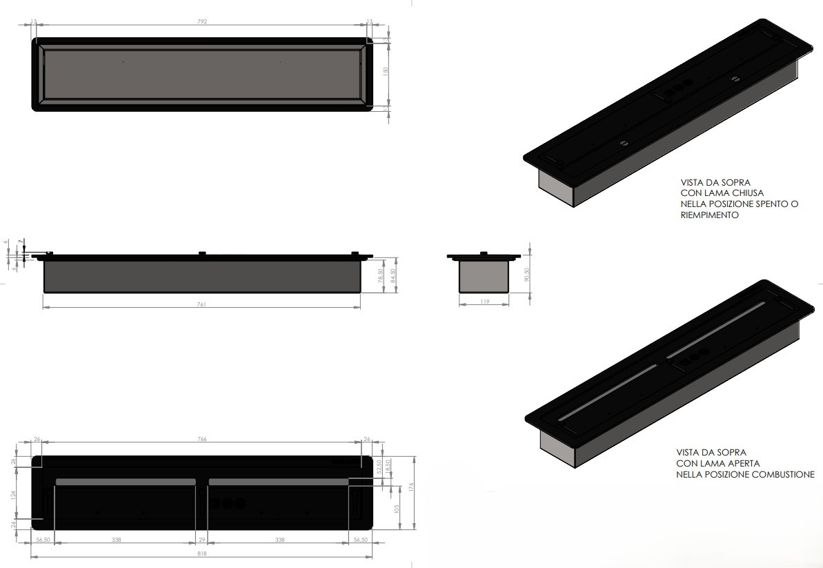 Bioethanol fireplace MAISON FIRE model BURNER 80 BLACK - Image 3
