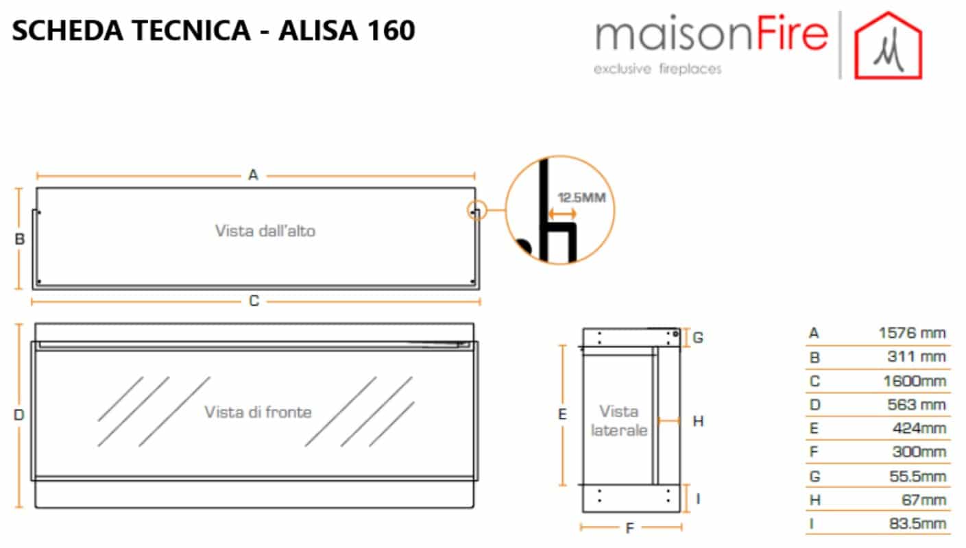 Caminetto elettrico MAISON FIRE modello ALISA 160 - immagine 6