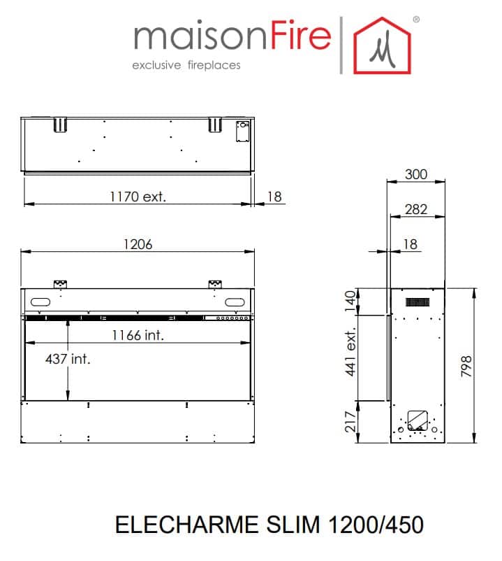 MAISON FIRE electric fireplace model ELECHARME SLIM 1200-450 - Image 2
