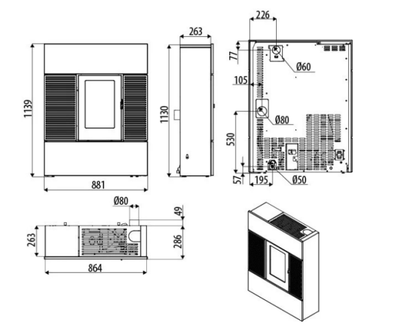 Stufa a pellet MCZ modello RAY C. AIR 8 R - immagine 4
