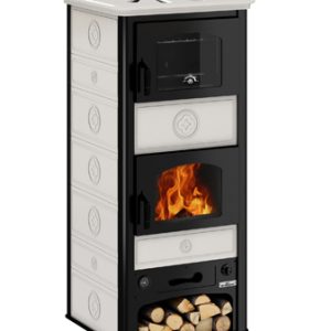 Termostufa a legna con forno DE MANINCOR modello SK60F BIANCA - BORDEAUX