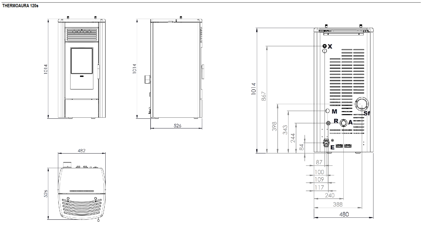 Termostufa a pellet KLOVER modello THERMOAURA 120s 15,6 kW - immagine 4