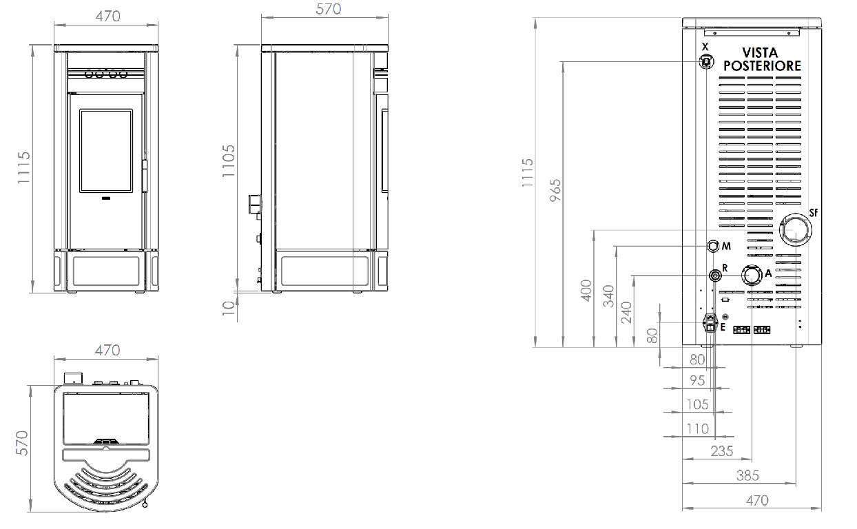 Termostufa a pellet KLOVER modello STYLE 15 14,9 kW - immagine 5