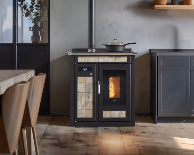 Termocucina a pellet KLOVER modello SMART 80 MAIOLICA 25,6 kW - immagine 4