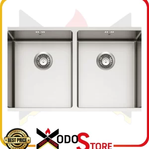 Lavello GUGLIELMI VI81720 in acciaio inox 304 a due vasche con troppopieno