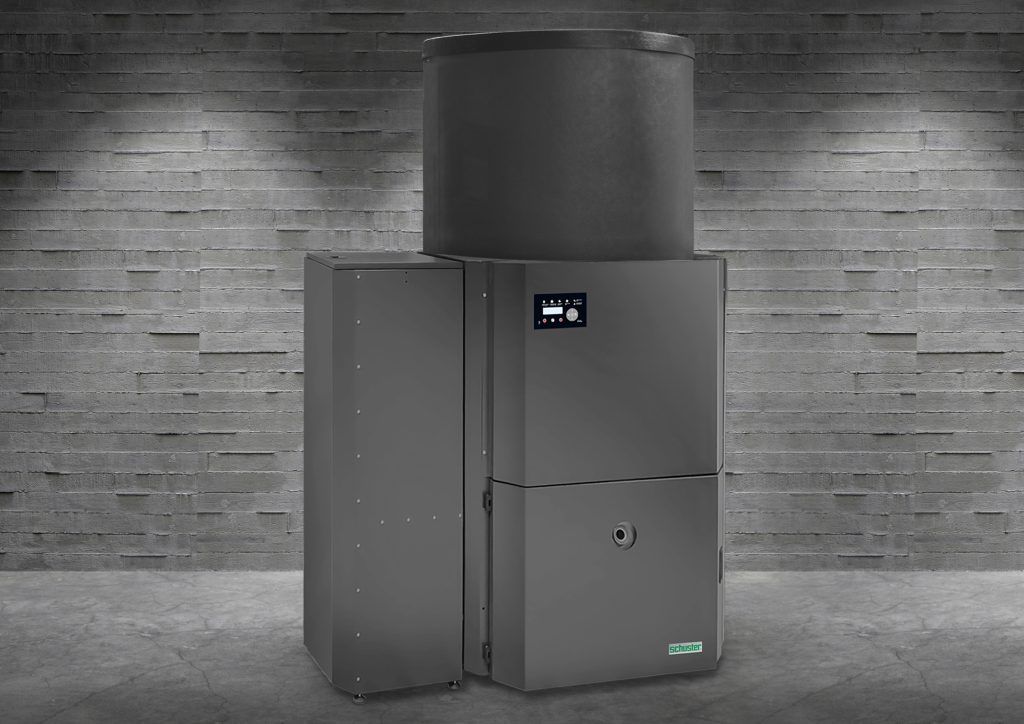 Pellet boiler with storage tank SCHUSTER UNICAL model MAIORCA + 34