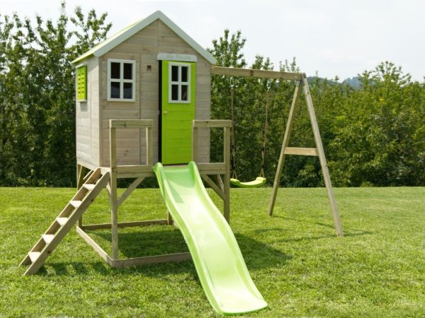 Casetta in legno LOSA modello BAMBY SU PALAFITTA CON SCIVOLO 120x120x155 cm
