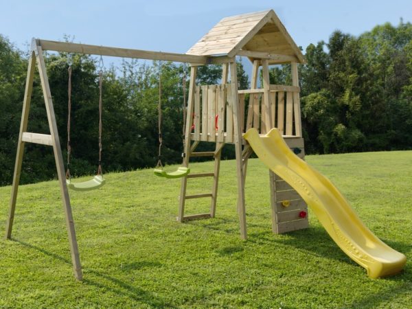 Torretta in legno LOSA modello KIKKA CON ALTALENA 130x110x270 cm