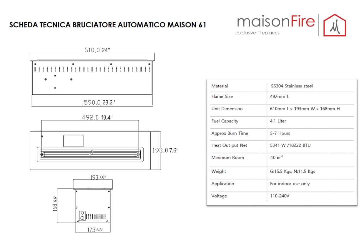 Bioethanol fireplace MAISON FIRE model 120 RECESSED FRONT - CORNER - THREE-SIDED (Copia) (Copia) (Copia) (Copia) (Copia) (Copia) - Image 5