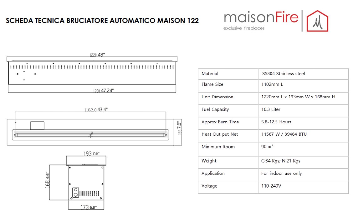 Bioethanol fireplace MAISON FIRE model 120 RECESSED FRONT - CORNER - THREE-SIDED (Copia) (Copia) (Copia) (Copia) (Copia) (Copia) (Copia) (Copia) - Image 5
