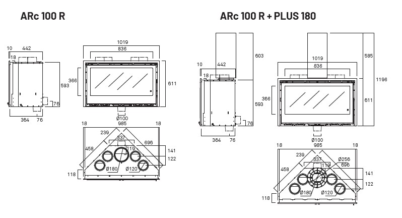 Inserto a legna ROCAL modello ARc 100 R e ARc 100 R + PLUS 180 - Image 4