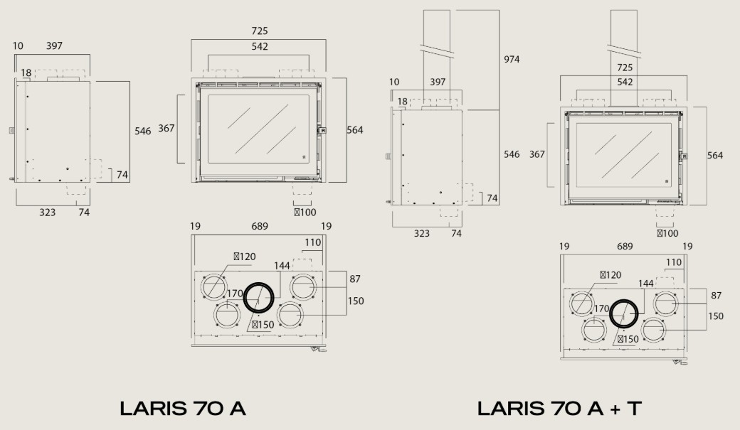 Inserto a legna ROCAL modello LARIS 70 A e LARIS 70 A +T - Image 4