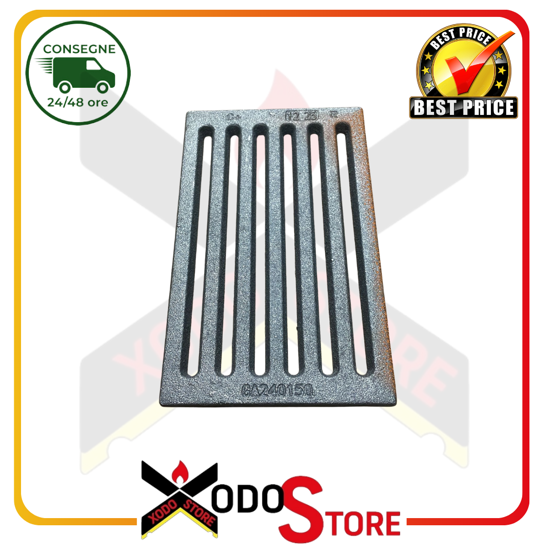 Griglia in ghisa caduta cenere per camini stufe a legna e focolari 24,0 x 15,0 cm CODICE GA240150