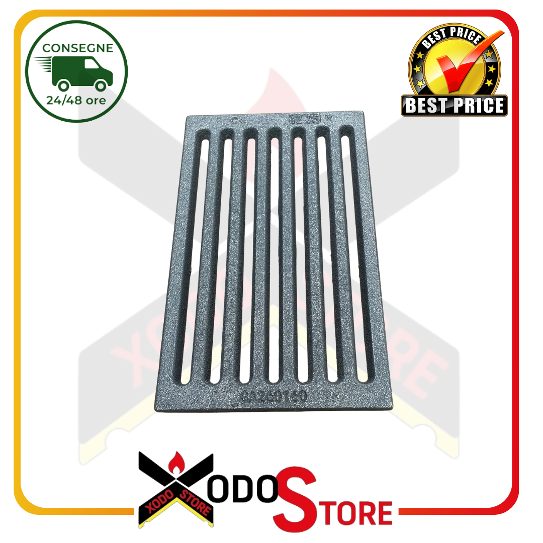 Griglia in ghisa caduta cenere per camini stufe a legna e focolari 26,0 x 16,0 cm CODICE GA260160
