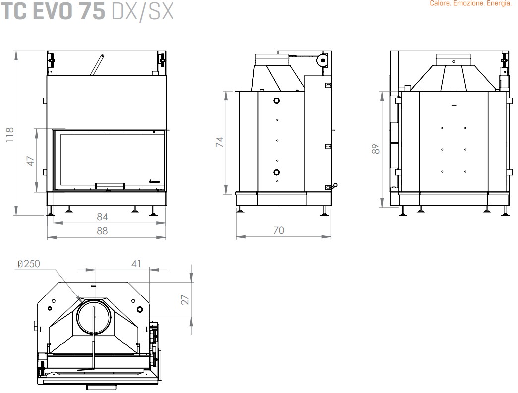 Termocamino a legna GIROLAMI modello TC EVO 75 DX/SX - immagine 3