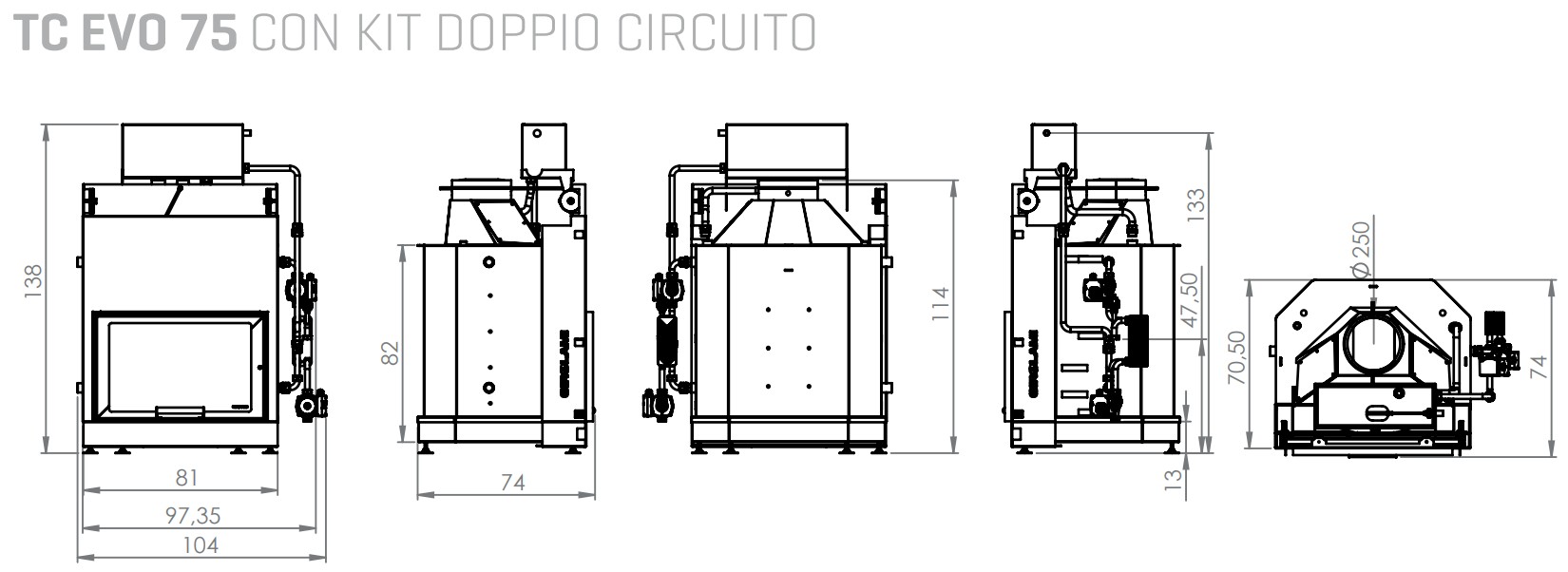 Termocamino a legna GIROLAMI modello TC EVO 75 DX/SX - immagine 2
