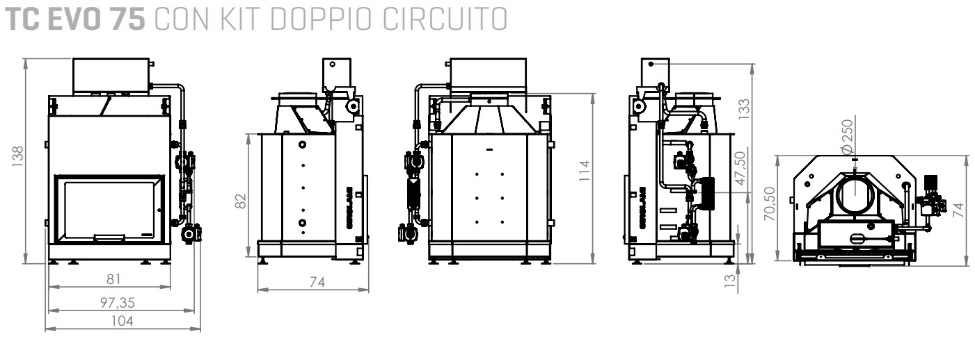 Termocamino a legna GIROLAMI modello TC EVO 75 CURVO - immagine 3
