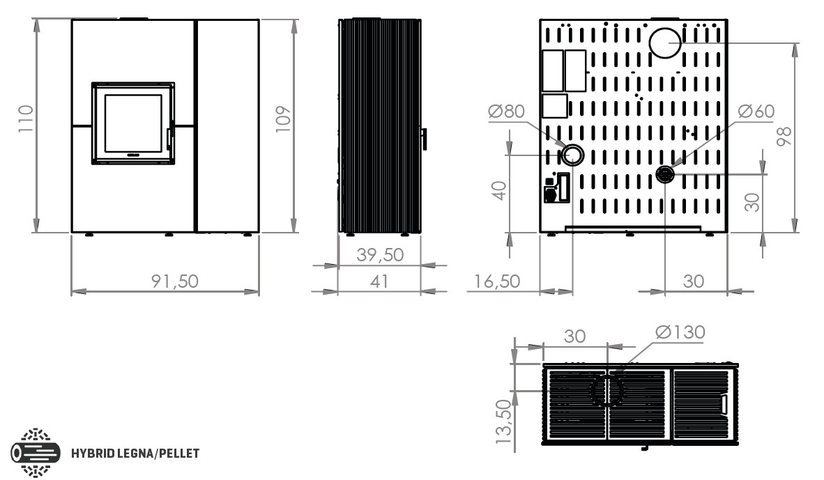 Stufa ibrida legna-pellet GIROLAMI modello TWIN SLIM MATERIA 9 - 12 - Image 4