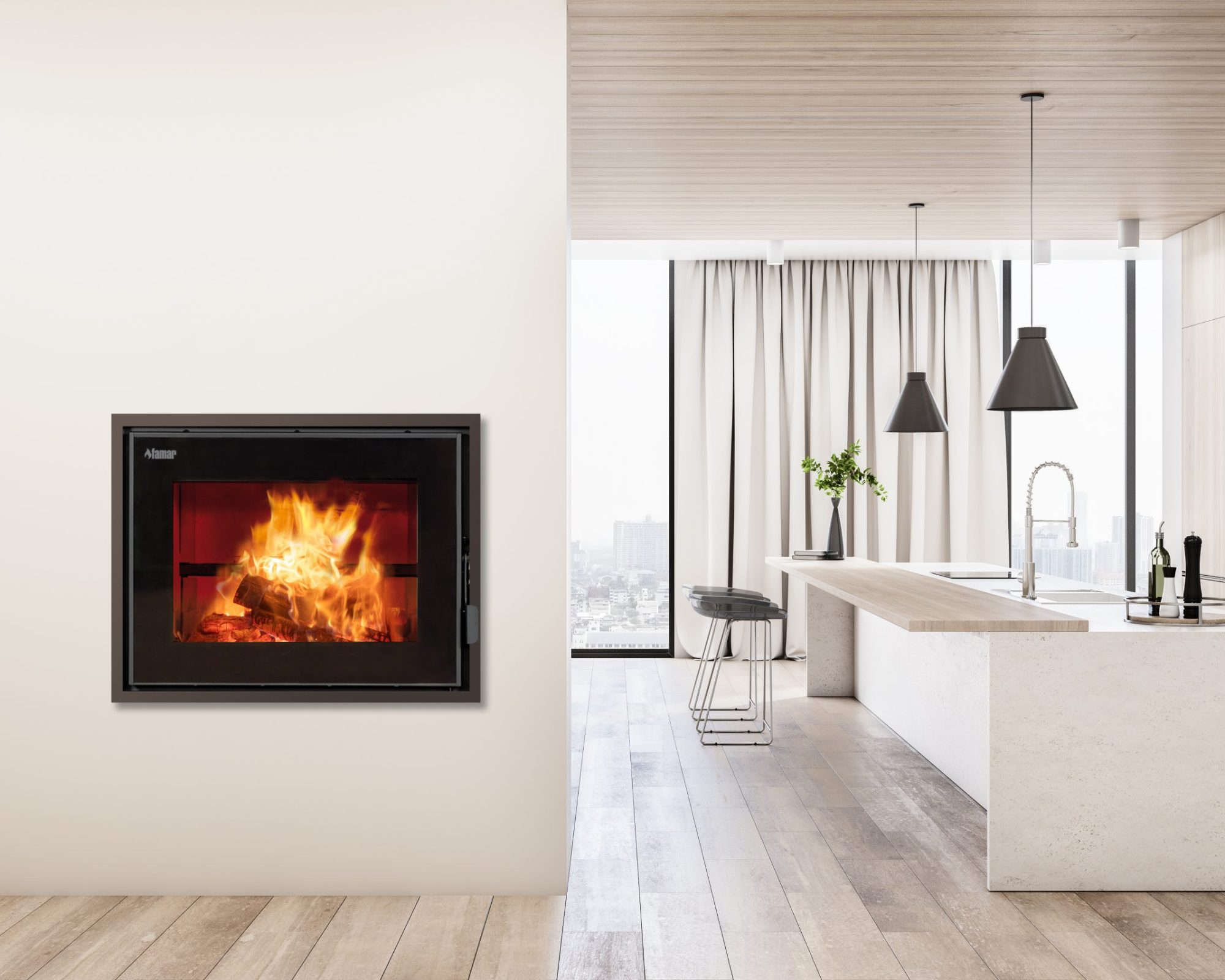 Termocamino policombustibile FAMAR modello KRONOS 5S - immagine 2