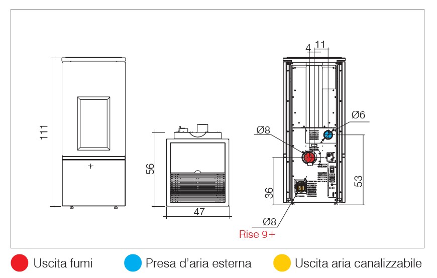Stufa a pellet 5 stelle EDILKAMIN modello RISE 7 - 9+ - immagine 3