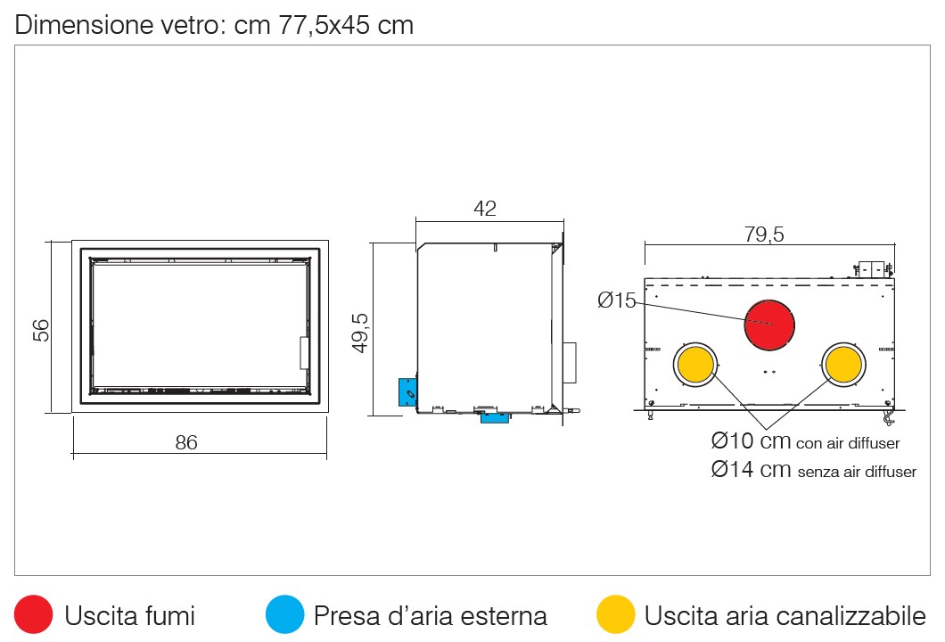 Inserto a legna 5 stelle EDILKAMIN modello FIREPOCKET 80 EVO - immagine 6