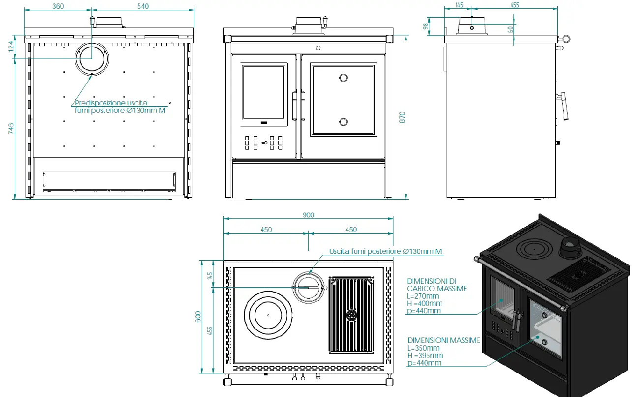 Cucina a legna KLOVER modello STAR 90 13,5 kW - immagine 7