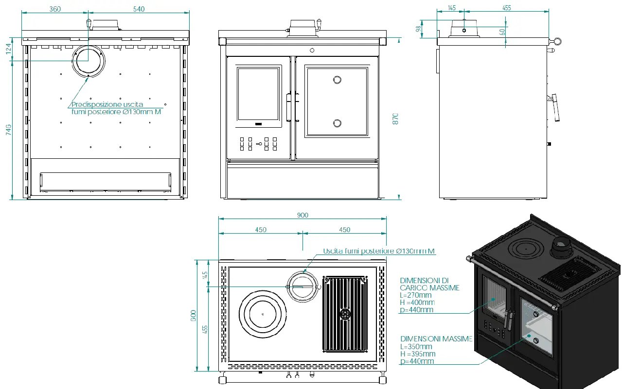 Cucina a legna KLOVER modello STAR 90 CLASSIC 13,5 kW - immagine 8